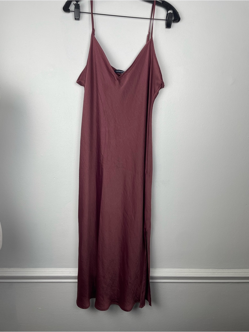 Calvin Klein Slip Midi Dress in Mauve - Lightweight Spaghetti Strap Size XL